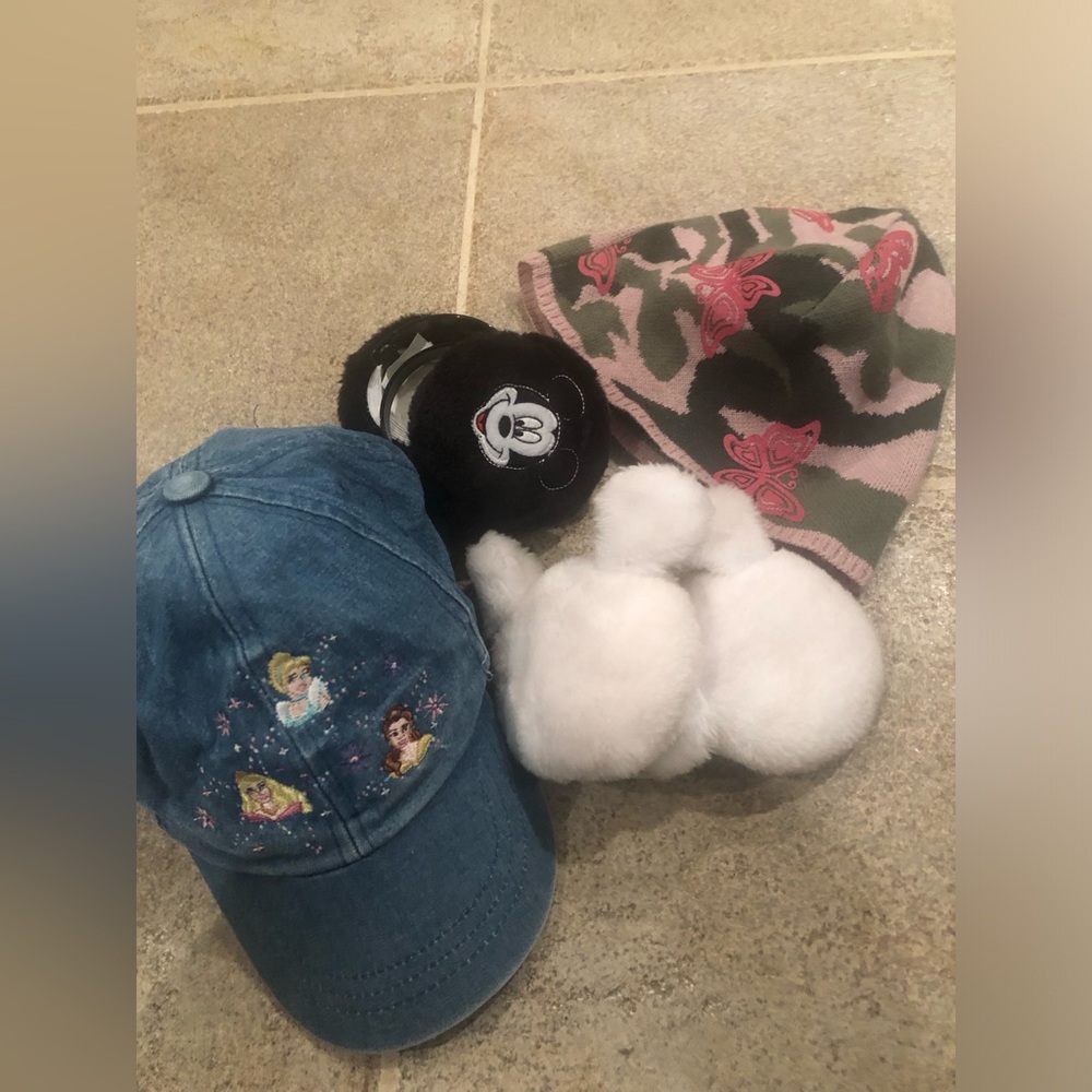 Disney Princess Denim Cap, 2 Micky earmuffs and Camouflage Beanie